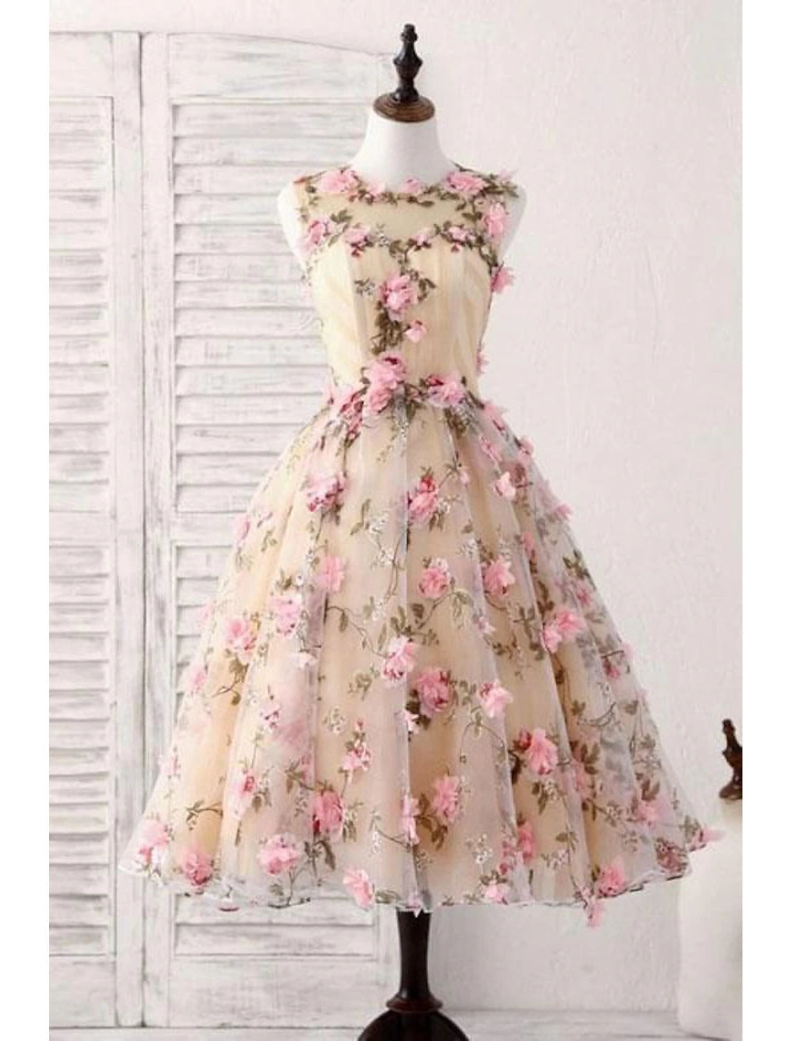 Luolandi A-Line Cocktail Dresses Party Dress Wedding Guest Graduation Short / Mini Sleeveless Jewel Neck Satin